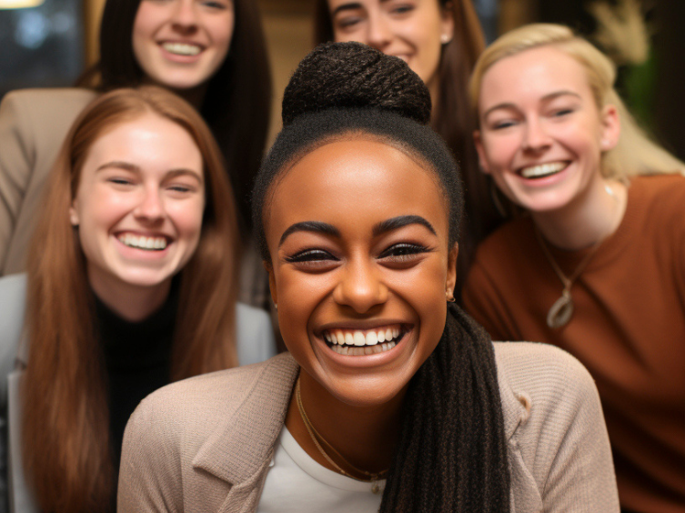 Grupo de pessoas sorrindo para uma câmera, felizes por vários artigos interessantes de um blog