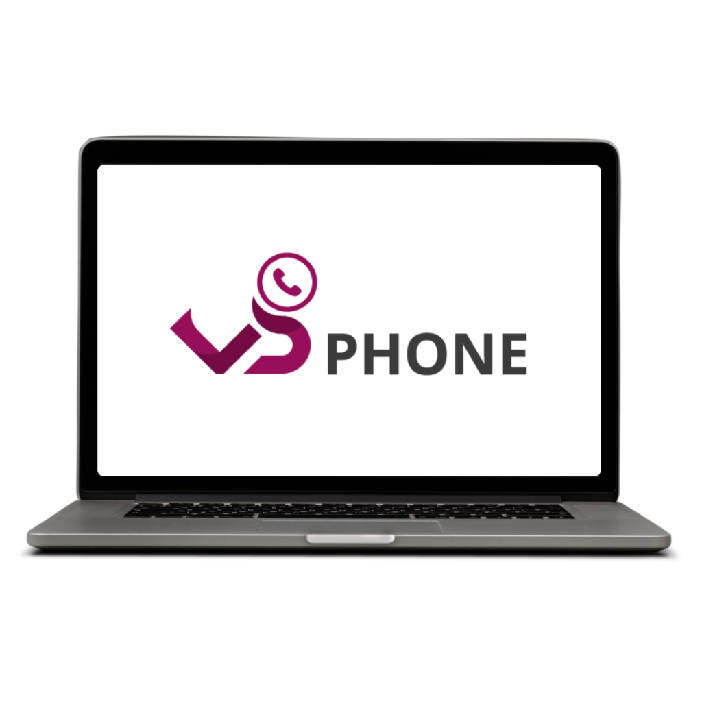 Tela de computador com a logo do sistema VSPhone
