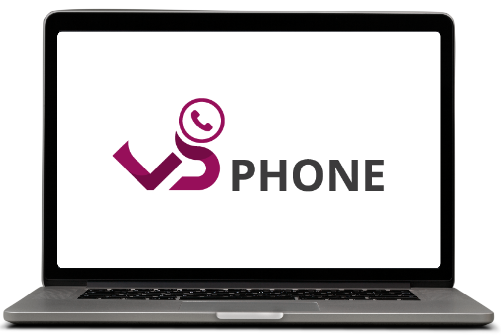 Tela de computador com a logo do sistema VSPhone